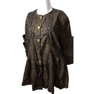 3K Fashion Vintage Women black and gold blouse dress Egyptian designs One Size